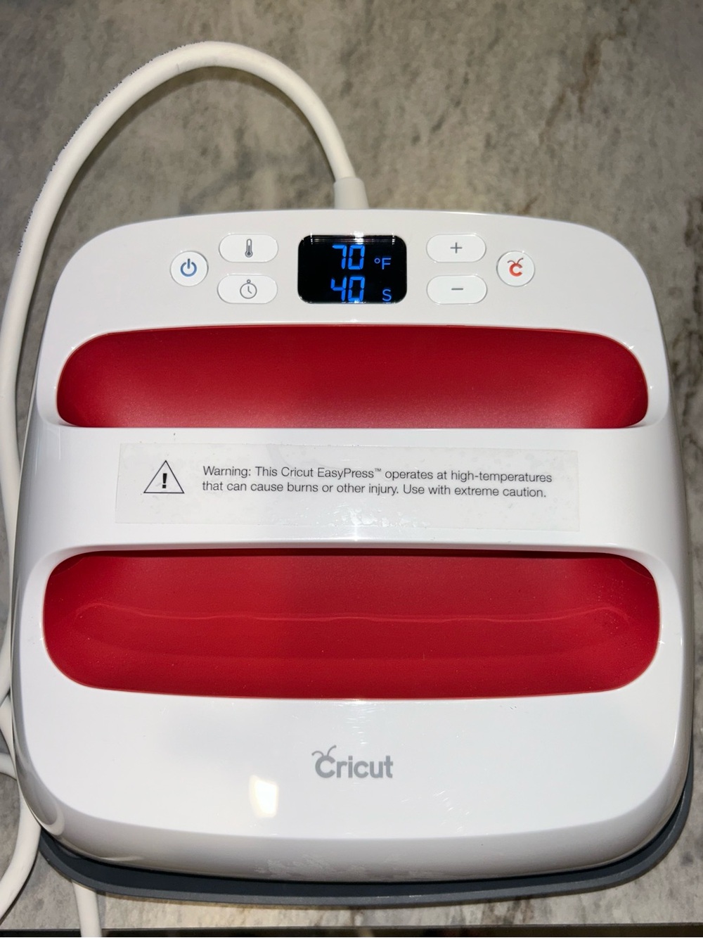 Cricut 2 White & Red Heat Press – EasyPress Portable Heat Transfer Machine